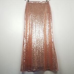 New! Handmade All Sequin Glitter Maxi Skirt Pink